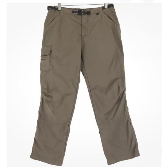 REI Pants - REI UPF 30 Belted Denali Pants Womens Brown Nylon 6 Pocket Roll Hem Sz 10 Hiking